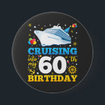 Cruising Into My 60 Birthday Party Round 7.5 Cm Round Badge<br><div class="desc">Cruising Into My 60 Year Old Birthday Party 60th B-Day Funny design Gift Circle Magnet Classic Collection.</div>