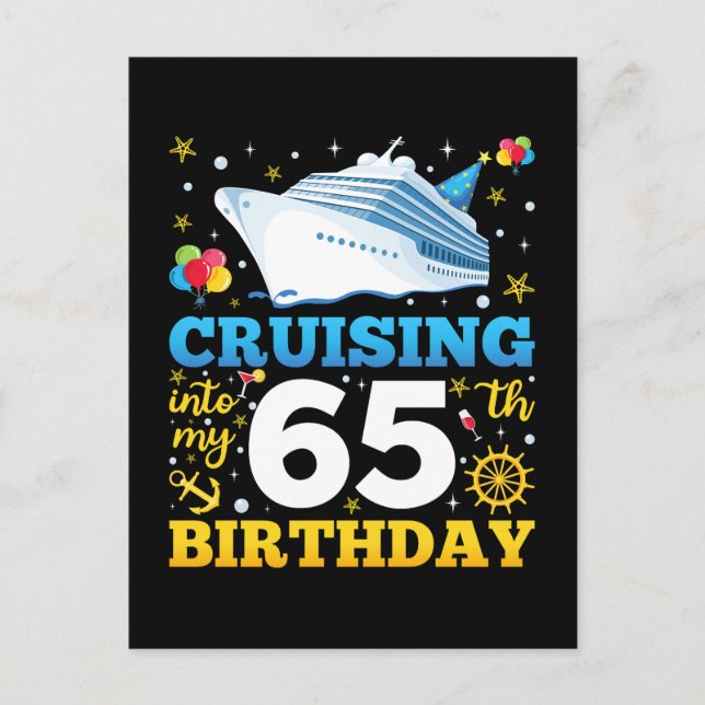 Cruising Into My 65 Birthday Party Postcard (Front)