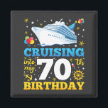 Cruising Into My 70 Birthday Party Square Magnet<br><div class="desc">Cruising Into My 70 Year Old Birthday Party 70th B-Day Funny design Gift Square Magnet Classic Collection.</div>