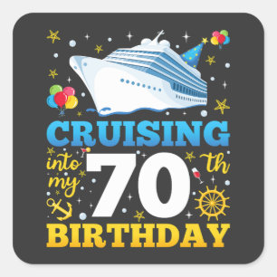 Cruising Into My 70 Birthday Party Square Sticker
