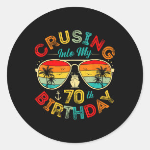 Cruising Into My 70th Birthday Cruise Ship Party 7 Classic Round Sticker