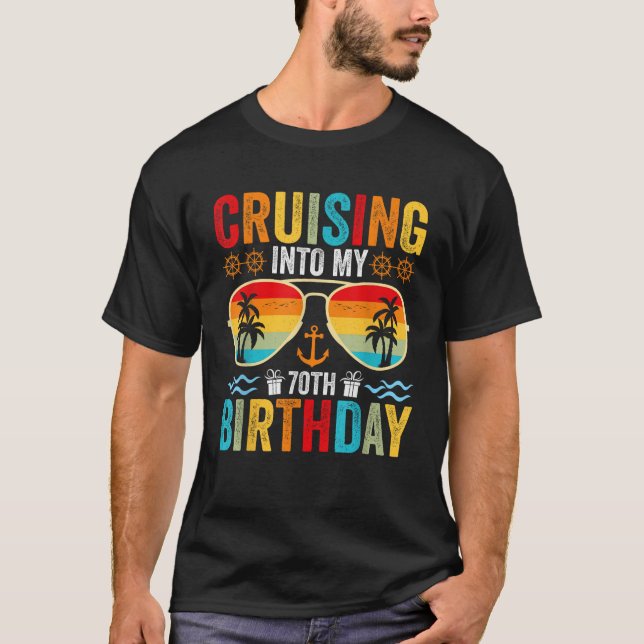 Cruising Into My 70th Birthday Family Cruise 70 Bi T-Shirt (Front)