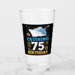 Cruising Into My 75 Birthday Party Drinking Glass<br><div class="desc">Cruising Into My 75 Year Old Birthday Party 75th B-Day Funny design Gift Drinking Glass Cup Classic Collection.</div>
