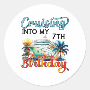 Cruising Into My 7th Birthday Cruise Birthday Trip Classic Round Sticker