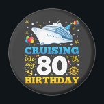 Cruising Into My 80 Birthday Party Circle Magnet<br><div class="desc">Cruising Into My 80 Year Old Birthday Party 80th B-Day Funny design Gift Circle Magnet Classic Collection.</div>