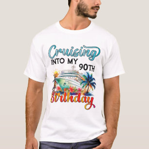 Cruising Into My 90th Birthday Cruise Birthday Tri T-Shirt