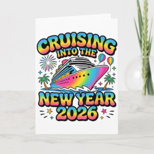 Cruising Into New Year 2026 Family Holiday Party F Card