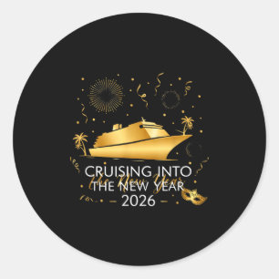 Cruising Into New Year 2026 Vacation Outfit Classic Round Sticker