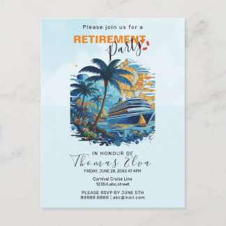 Cruising into Retirement Party, Cruise Party  Invitation Postcard