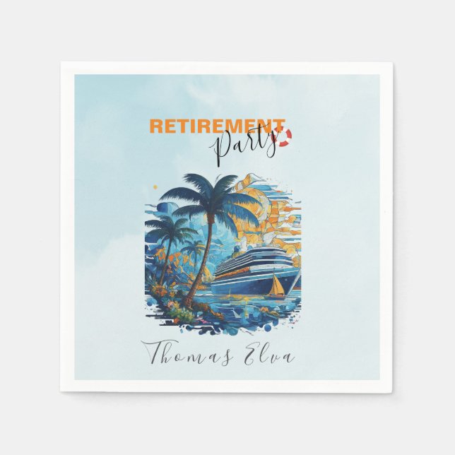 Cruising into Retirement Party, Cruise Party  Napkin (Front)