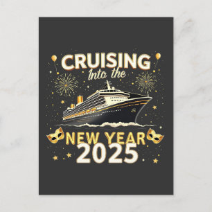 Cruising into the New Year 2025 Family Cruise Holiday Postcard