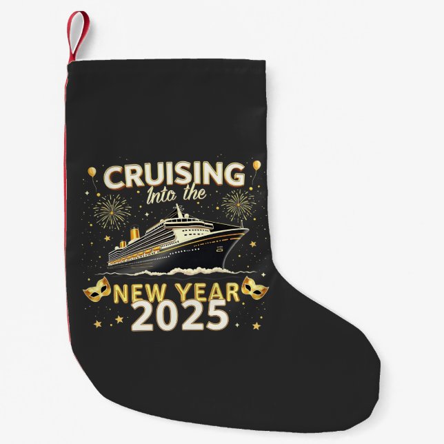 Cruising into the New Year 2025 Family Cruise Small Christmas Stocking (Front)