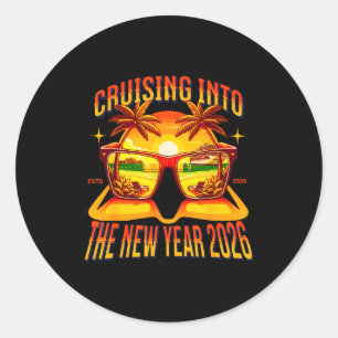 Cruising Into The New Year 2026 Classic Round Sticker