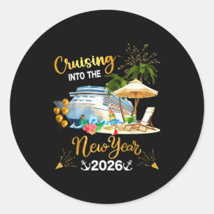 Cruising Into The New Year 2026 Classic Round Sticker