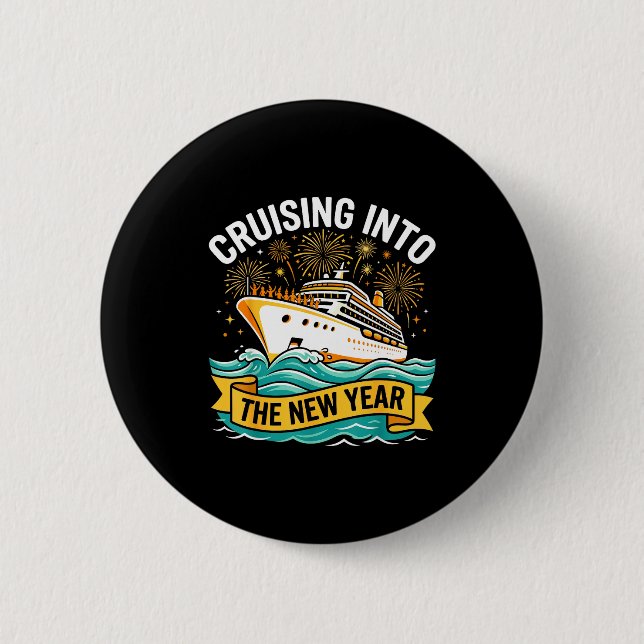 Cruising Into The New Year 2026 Cruise Squad  6 Cm Round Badge (Front)
