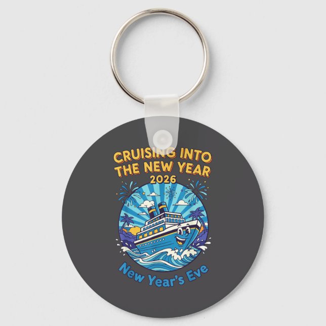 Cruising Into The New Year 2026 Fun New Year's Eve Key Ring (Front)