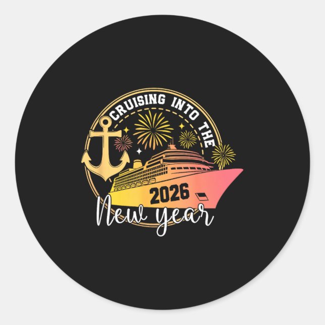 Cruising Into The New Year 2026 Happy Family Trips Classic Round Sticker (Front)