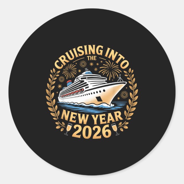 Cruising Into The New Year 2026 Happy New Year 202 Classic Round Sticker (Front)