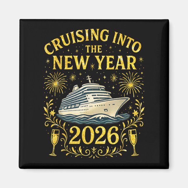 Cruising Into The New Year 2026 Happy New Year  Magnet (Front)