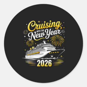 Cruising Into The New Year 2026 Matching Family Cr Classic Round Sticker