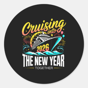 Cruising Into The New Year 2026 Matching Family Cr Classic Round Sticker