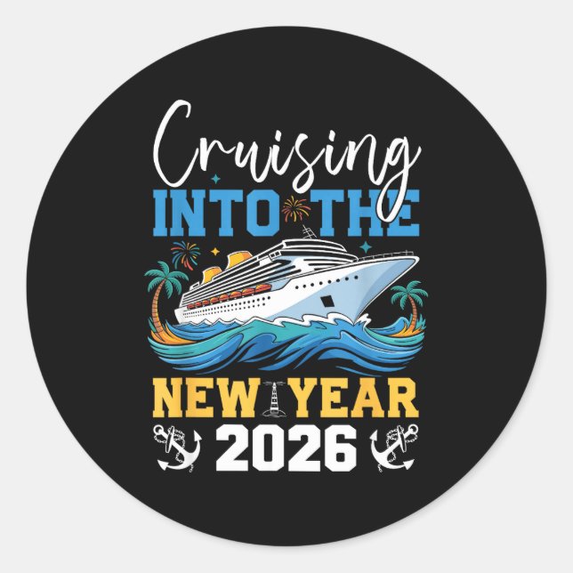 Cruising Into The New Year 2026 Matching Family Ho Classic Round Sticker (Front)