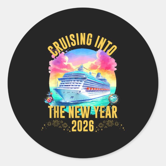 Cruising Into The New Year 2026 Ocean Lover  Classic Round Sticker (Front)