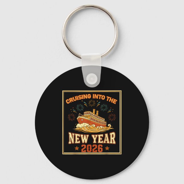 Cruising Into The New Year 2026 Voyage Fireworks  Key Ring (Front)