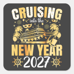 Cruising into the New Year 2027 Square Sticker