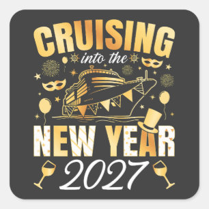 Cruising into the New Year 2027 Square Sticker