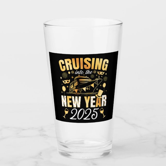 Cruising Into the New Year Cruise 2025 Drinking Glass (Front)