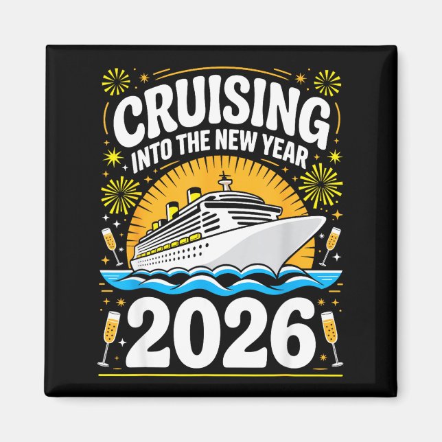 Cruising Into The New Years Eve 2026 Family Matchi Magnet (Front)