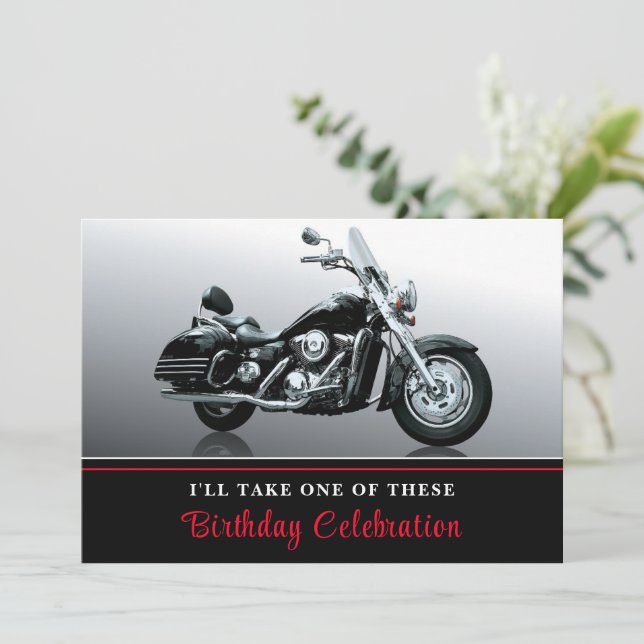 Cruising Motorcycle Birthday Invitation (Standing Front)