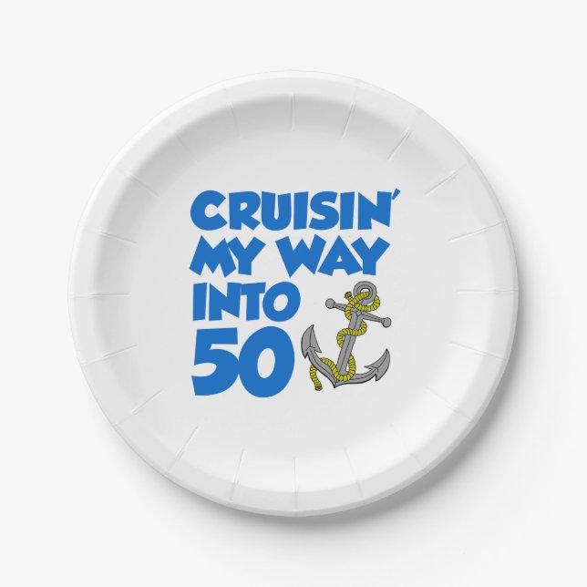 Cruising My Way Into 50 Party Decor Paper Plate (Front)