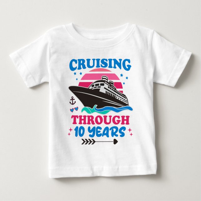 Cruising Through 10 Years Wedding Baby T-Shirt (Front)