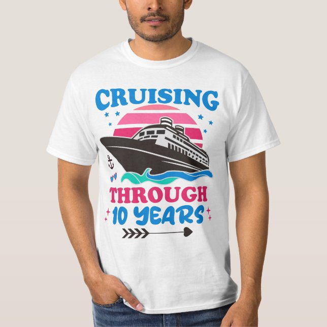 Cruising Through 10 Years Wedding T-Shirt (Front)