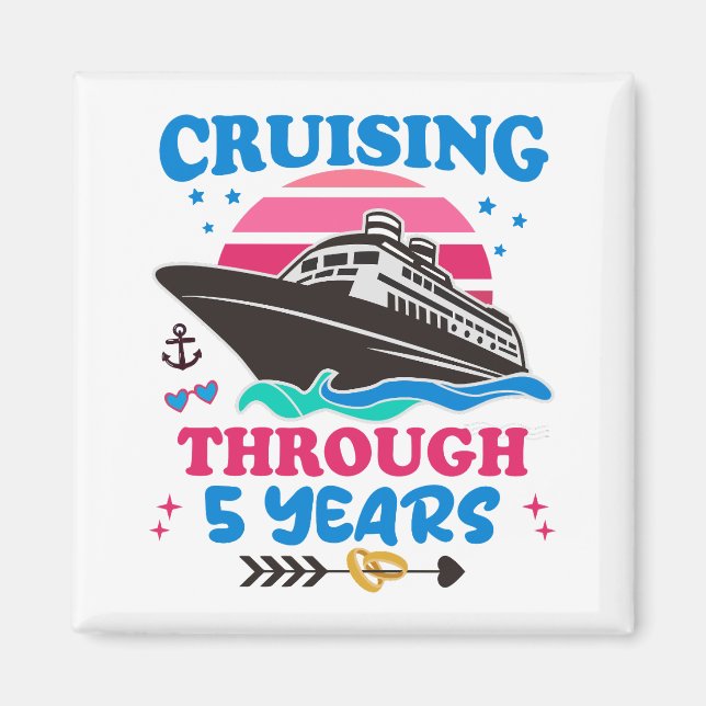 Cruising Through 5 Years Wedding Magnet (Front)