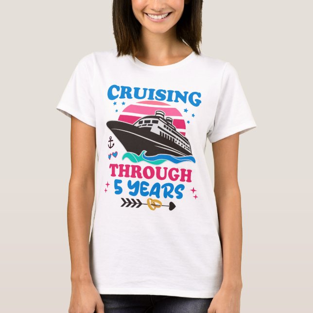 Cruising Through 5 Years Wedding T-Shirt (Front)