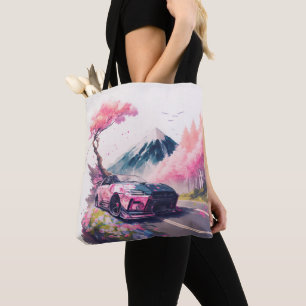 Cruising Through Cherry Blossom Landscape Tote Bag