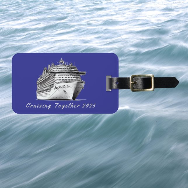 Cruising Together Blue Personalise Luggage Tag (Creator Uploaded)