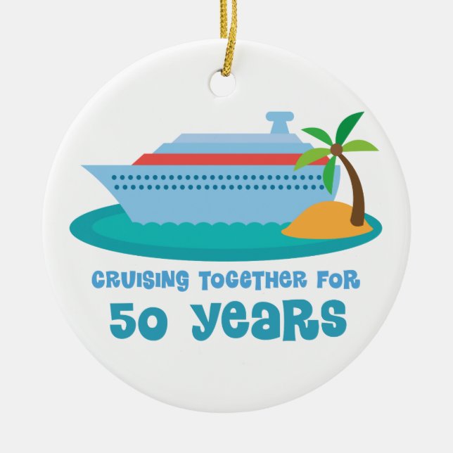 Cruising Together For 50 Years Anniversary Gift Ceramic Tree Decoration (Front)