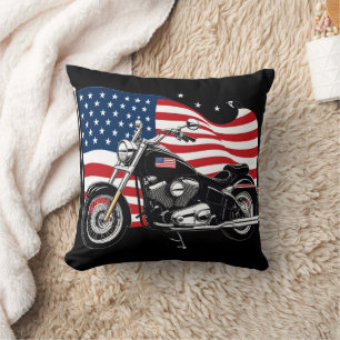 Cruising with pride beside the American flag Cushion