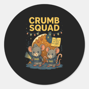 Crumb Squad Funny Cookie Mouse Christmas Design  Classic Round Sticker
