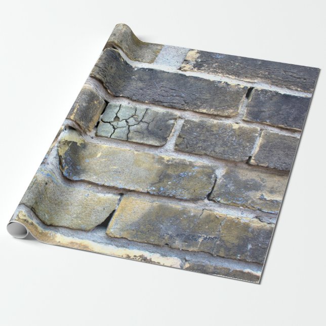 Crumbling Cracked Soft Grunge Brick Wall Wrapping Paper (Unrolled)