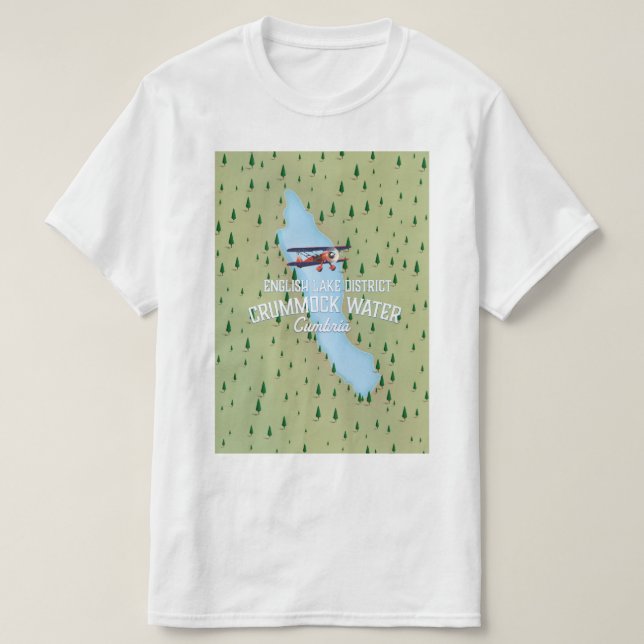 Crummock Water, lake district map travel poster T-Shirt (Design Front)