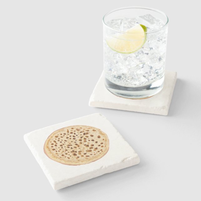Crumpet on white stone coaster (Side)