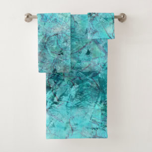 Crumpled blue neon paper bath towel set