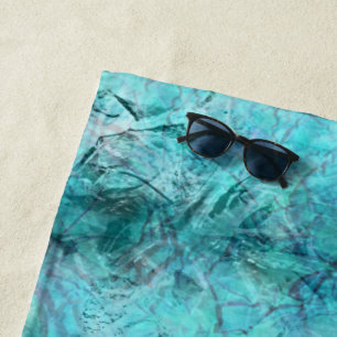 Crumpled blue neon paper beach towel