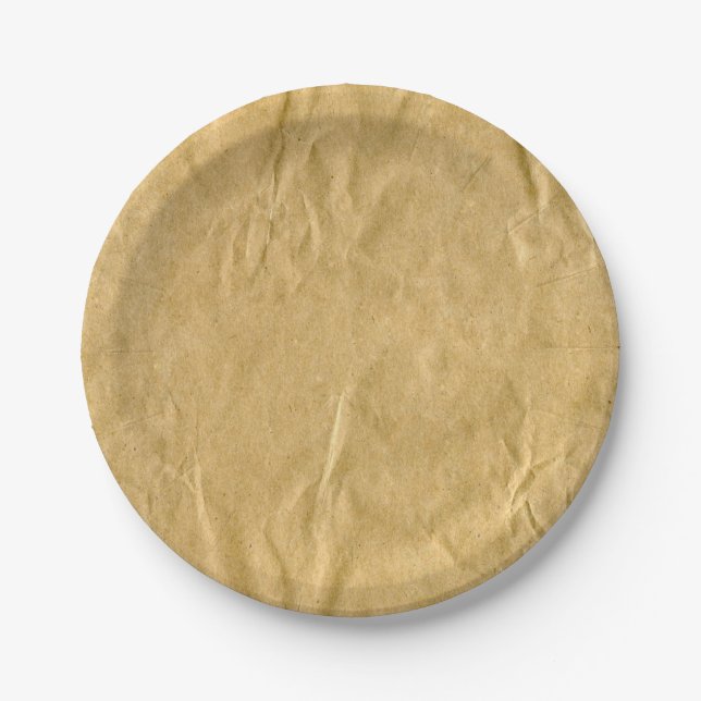 Crumpled Cardboard Texture Paper Plate (Front)
