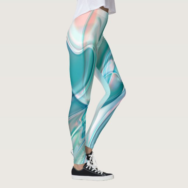 Crumpled curves in light shades of blue and pink   leggings (Right)